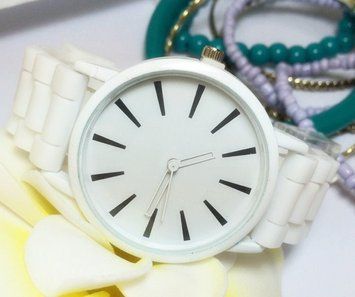 Годинник Женева Кварц з силіконовим ремінцем білі 3376145 фото