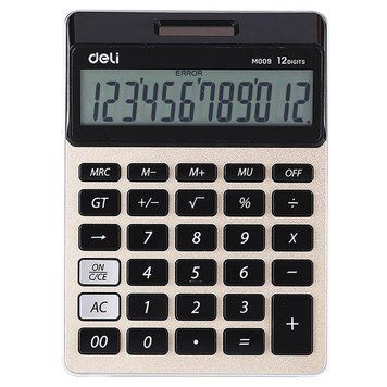 Калькулятор бухгалтерський Deli EM00951 чорн/зо 12 розряд, 176х127х29 угловий екран, металевий 2870679 фото