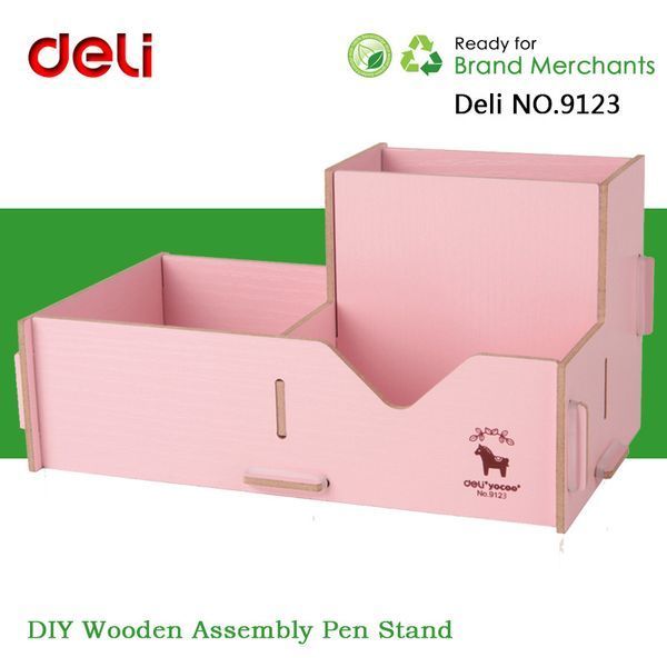 Підставка для ручок Deli 9123 мікс конструктор дерев'яна 3 отд Wood World 2858087 фото
