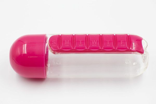 Пляшка для води з органайзером для таблеток Pill & Vitamin Синя 3379304 фото