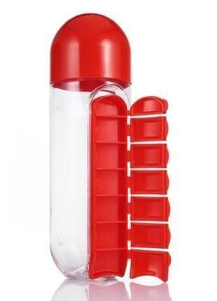 Бутылка для воды с органайзером для таблеток Pill & Vitamin Красная 3379305 фото