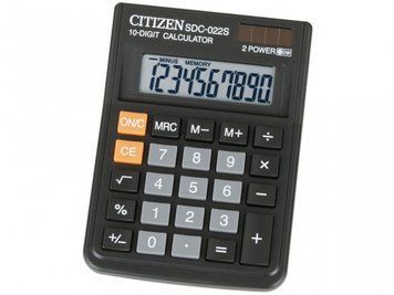 Калькулятор Citizen SDC-022S черный 10 разряд, 87х119,7х23,1, пласт корп, пласт кн. 2837163 фото