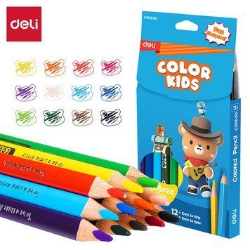 Кольорові олівці Deli Color Kids Jumbo, 12 кольорів 3501042 фото