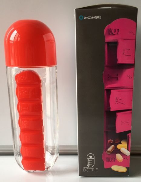 Бутылка для воды с органайзером для таблеток Pill & Vitamin Красная 3379305 фото