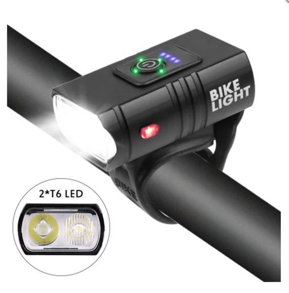 Аккумуляторный велосипедный фонарь Bike Light BK-02, USB зарядка, 700 лм, 6 режимов, влагозащита IPX5, на руль, Black 1420098 фото