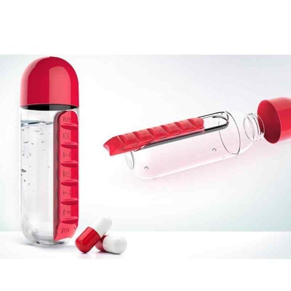 Бутылка для воды с органайзером для таблеток Pill & Vitamin Красная 3379305 фото