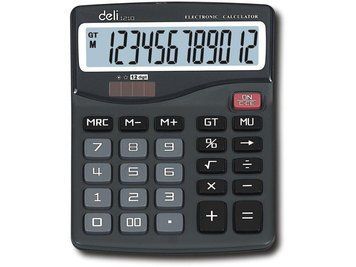 Калькулятор бухгалтерський Deli 1210 чорний 12 розряд, 160х122х36, пластик корп, пластик кн 2839830 фото