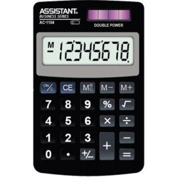 Карманный Калькулятор Assistant AC-1104 черный 8 разряд, 93х62х10, пласт корп, резин кн. 2867432 фото