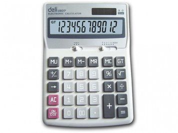 Калькулятор Deli 1507 срібний 12 розряд,170х122х32, пластик корп, пласт кн, бл/пак 2839833 фото