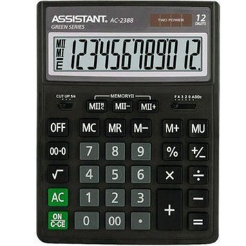 Калькулятор бухгалтерский Assistant АС-2388 черный 12 разряд, 152х120х39, пласт корп, пласт кн. 2867434 фото