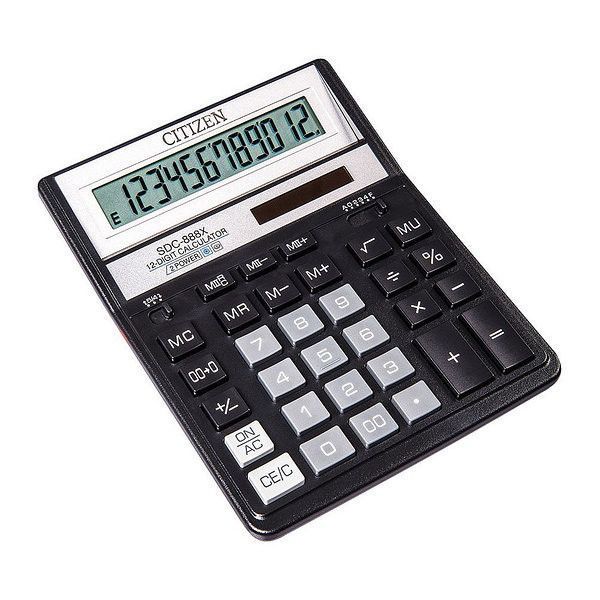Калькулятор Citizen SDC-888XBK чорний 12 розряд, 158*203 мм, пластик корпус, пластик кнопки 2837171 фото
