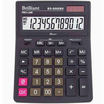 Калькулятор Brilliant BS-8888BK черный 12 разряд, 155х205х37 пласт корп, пласт кн 2880401 фото