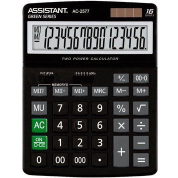 Калькулятор бухгалтерский Assistant АС-2577 черный 12 разряд, 152х120х39, пласт корп, пласт кн. 2867435 фото