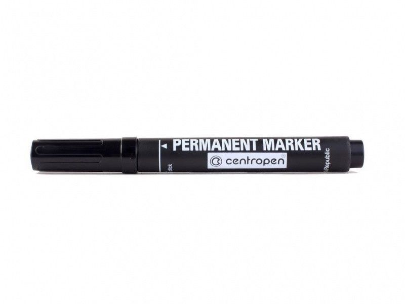 Маркер перманентный Centropen 8566 черный 2,5 мм шарообразный, водостойкий маркер (для ламинированных ценников) 2807150 фото