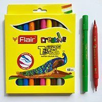 Фломастери Flair Т2 Brush та Write, 12 кольорів, двосторонні акварельні 3502163 фото