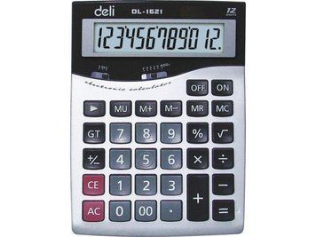 Калькулятор бухгалтерський Deli 1621Е срібний 12 розряд, 200х147х49,5, метал корпус 2839835 фото