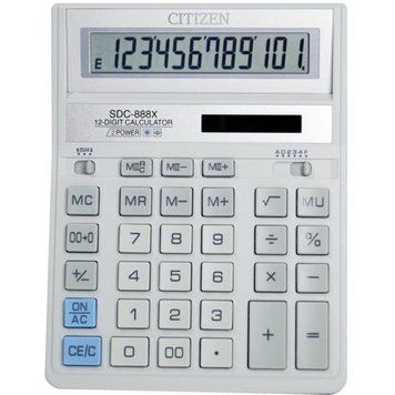 Калькулятор Citizen SDC-888XWH белый 12 разряд, 158х203,2х31, пласт корп, пласт кн. 2837173 фото