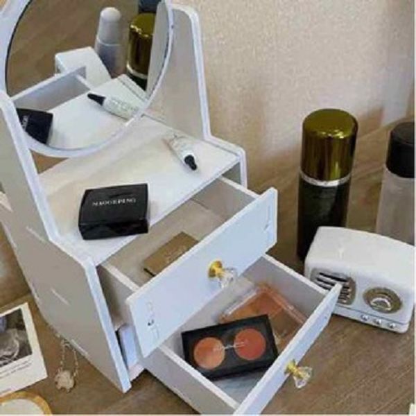 Мини-комод с зеркалом для косметики, Настольная шкатулка для украшений, Подставка-органайзер разборной 3735144 фото