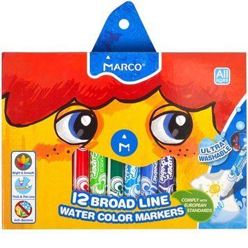 Фломастери Marco Джамбо Super Washable, 12 кольорів, змиваються 3502164 фото