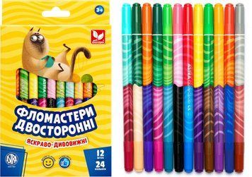 Фломастери Школярик 24 кольори двосторонні 3502208 фото