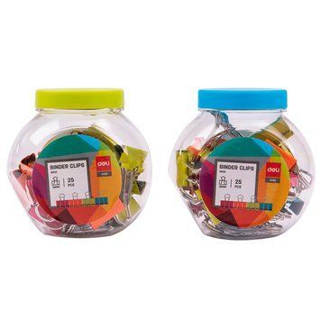 Біндери Deli Vivid 19 мм, асортимент неонових кольорів, 25 штук 3500564 фото
