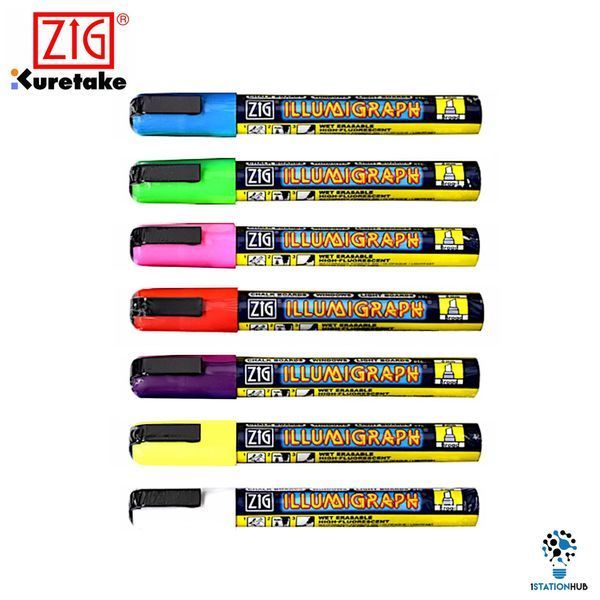 Маркер крейдяний ZIG ILLUMIGRAPH кольоровий товщина лінії 2-6 мм, Японія, Маркер на водній основі, для чорних цінників (1017) 2901017 фото