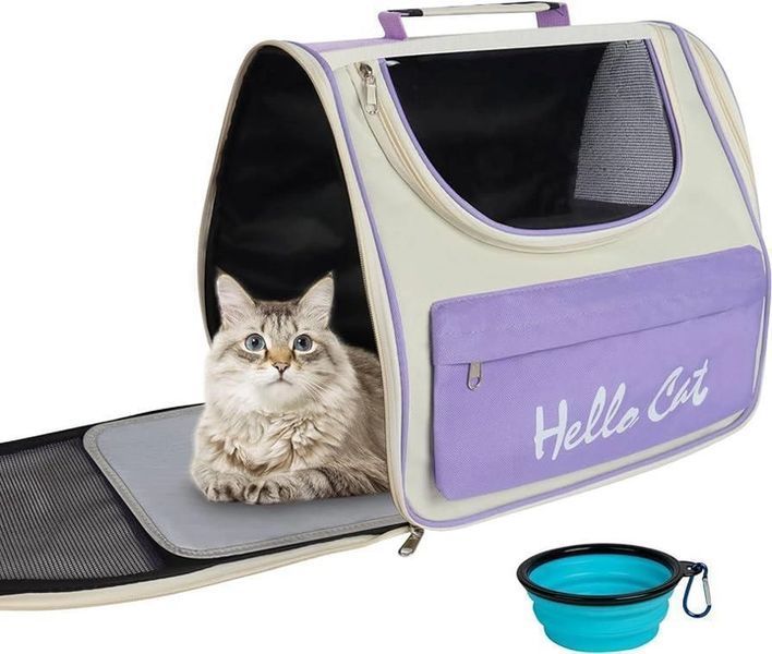 Рюкзак переноска для собак и кошек до 7.5 кг Hello Cat цвет серо голубой 3735124 фото