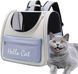 Рюкзак переноска для собак и кошек до 7.5 кг Hello Cat цвет серо голубой 3735124 фото 1