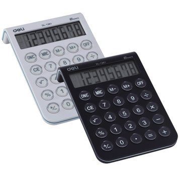 Калькулятор бухгалтерський Deli 1261 чорний, білий 8 розряд, 143х90х28 LCD, 105гр плоск корп, піднято екра 2850325 фото