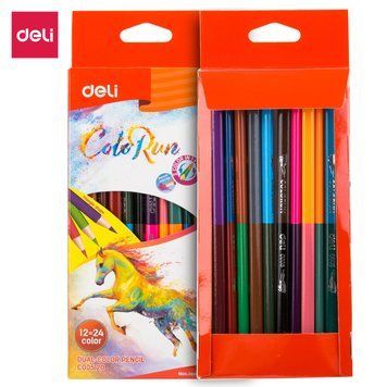 Цветные двусторонние карандаши Deli Color Run, 24 цвета, 12 штук 3501052 фото