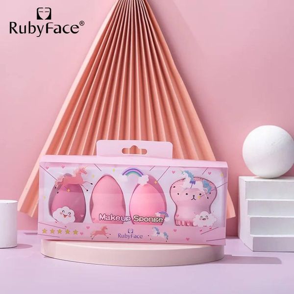 Набір аксесуарів для вмивання та макіяжу Ruby Face (3 спонжі + щітка для обличчя) 1420119 фото