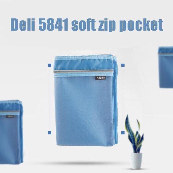 Папка на змійці Deli 5841 мікс А4 2 отд тканинна + сітка 2858134 фото