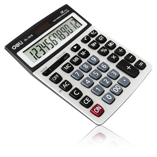 Калькулятор бухгалтерский Deli 1616Е серый 12 разряд, 208х154х40, метал корпус 2850329 фото