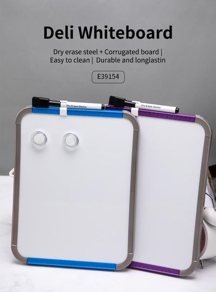 Дошка магнітно-маркерна Deli Whiteboard з маркером та 2 магнітами, 22х28 см 3500397 фото