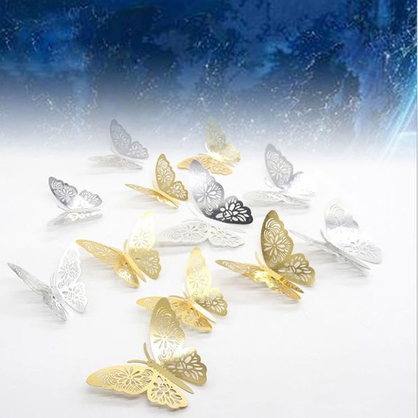 Объемные 3D бабочки для декора синие ажурные (на скотче) 1725679 фото