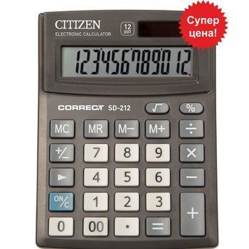 Калькулятор Citizen SD-212 черный Correct 12 разряд, 103x138x24 пластик корп, пласт кн 2863956 фото