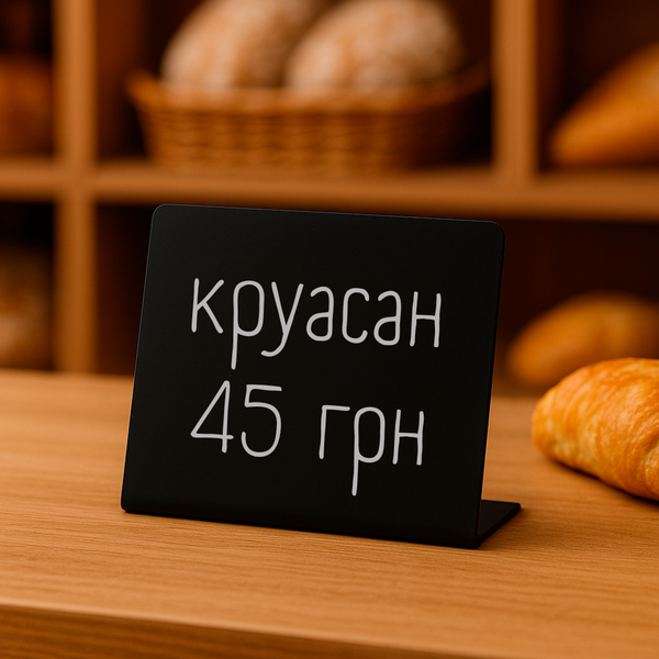 Ценники-таблички L‑образные 50&times;50мм черные, набор 10 шт, меловые, пластик (1019) 2901019 фото