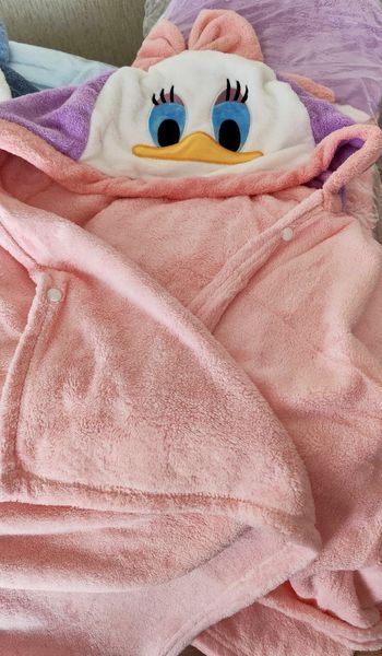 Дитячий рушник із капюшоном Качечка Рожева, Полотенце Куточок 140*70 см 3735085 фото