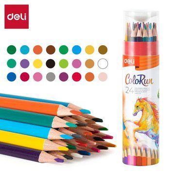 Кольорові олівці Deli Color Run, 24 кольори у тубі з точилкою 3501059 фото