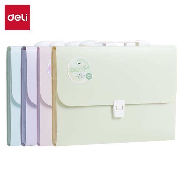 Портфель Deli, 7 отделений, формата А4, на замке, в пастельных тонах 3501317 фото
