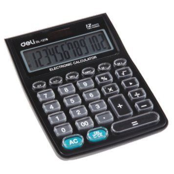 Калькулятор бухгалтерський Deli 1278 чорний 12 розряд, 147х105х34 збільшений "=" прозорі пластик кнопки 2850192 фото