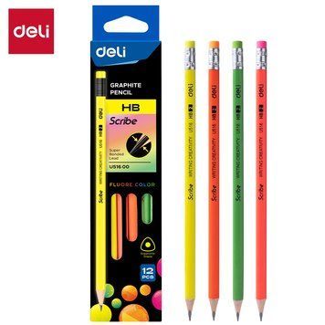 Графитовый карандаш Deli Neon шестигранный с ластиком, твердость HB 3500965 фото