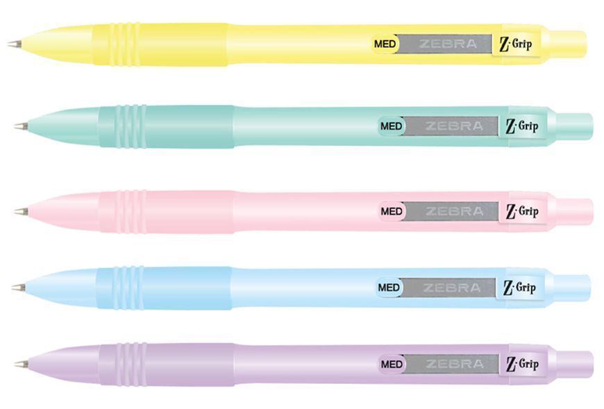 Ручка кулькова Zebra Z-Grip Pastel автоматична з гумовим грипом 1,0 мм, синя 3501701 фото