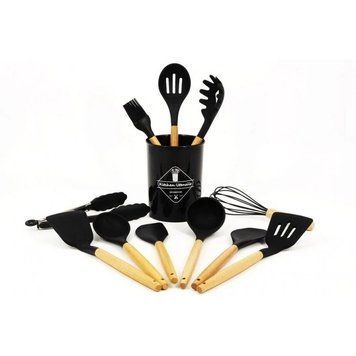 Набор кухонных силиконовых принадлежностей из 12 предметов Kitchen Set (Черный) 3735074 фото