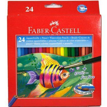 Цветные карандаши Faber_Castell, 24 цвета, акварельные, с кисточкой 3501066 фото