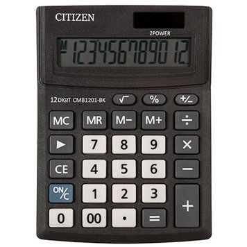 Калькулятор Citizen CMB-1201BK черный 12 разряд, 103x138x24 Correct пластик корп, пласт кн 2876524 фото