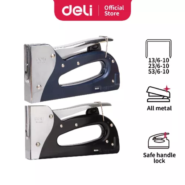 Степлер Deli 4600E чорний меблевий, металевий (скоба 13,23,53/6-10) 2878217 фото