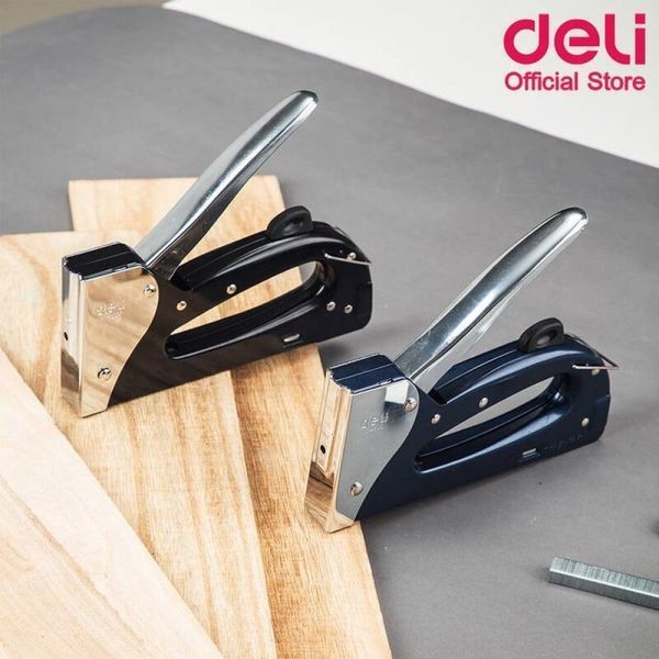 Степлер Deli 4600E чорний меблевий, металевий (скоба 13,23,53/6-10) 2878217 фото