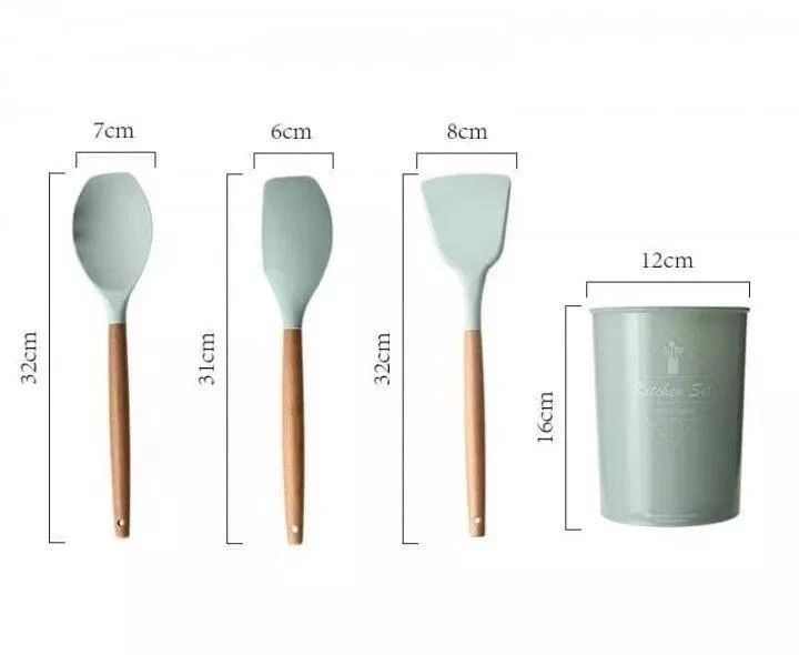 Набір кухонних силіконових аксесуарів з 12 предметів Kitchen Set (М'ятний колір) 3735075 фото