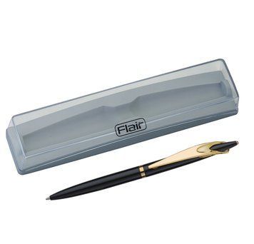 Ручка кулькова Flair Real Magic, лакована, золота, з чорним корпусом і футляром, синя 3501832 фото
